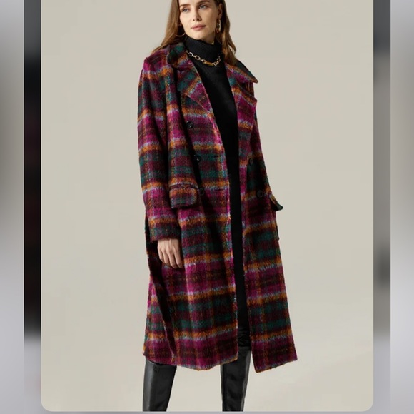 Plaid Regular Fit Urban Lapel Collar Coat With Belt - Picture 4 of 8